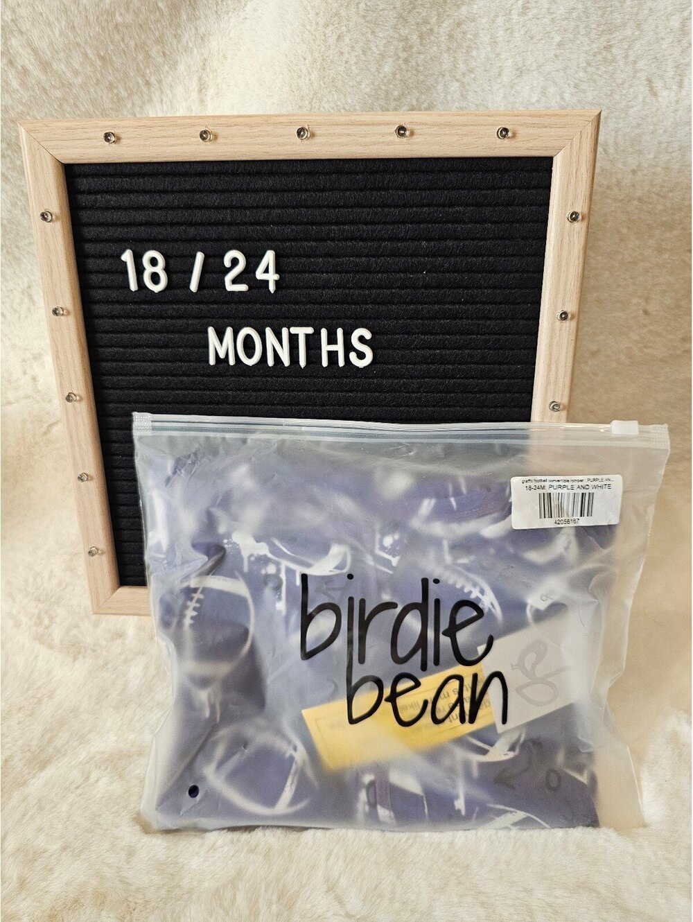 Birdie Bean purple and white football 18/24